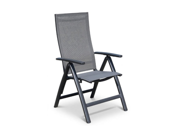 Chora outdoor multi-position high-back chair in Charcoal