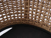 Close-up of Como Outdoor Wicker Bar Chair showing woven wicker backrest and charcoal fabric seat