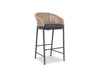 Como Outdoor Wicker Bar Chair with charcoal powder-coated aluminum frame and sooty fabric seat