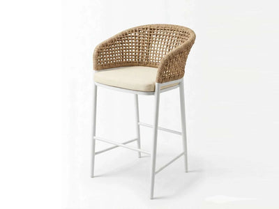 Como Outdoor Wicker Bar Chair with powder coated aluminium frame in charcoal and white color options