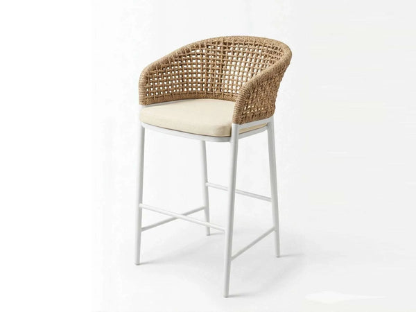 Como Outdoor Wicker Bar Chair with powder coated aluminium frame in charcoal and white color options