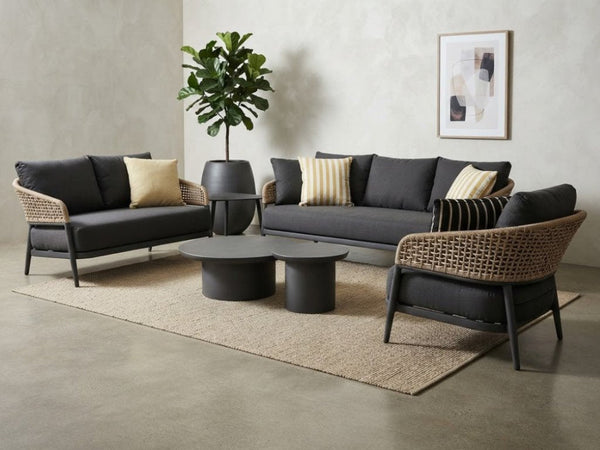 Como outdoor sofas with charcoal frame