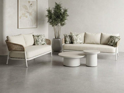 Como outdoor sofas with white frame