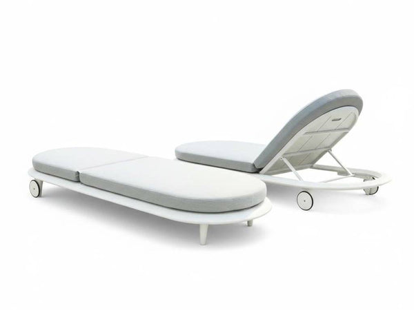 White Curve Sun Lounger with powder coated aluminium frame and quick dry foam cushion