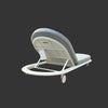 Curve Sun Lounger with adjustable backrest and gray cushion on white frame with wheels