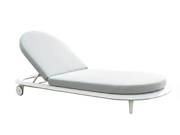 White Curve Sun Lounger with powder coated aluminium frame and quick dry foam cushion