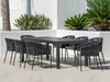 Dante Outdoor Ceramic Dining Table with heavy-duty aluminum frame and sleek ceramic top in outdoor patio setting