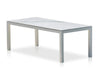 Dante Outdoor Ceramic Dining Table with heavy-duty aluminum frame and ceramic top in stylish outdoor setting
