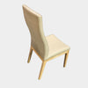Derby Leather Dining Chair with light mocha leather upholstery and solid clear oak legs