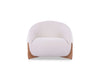 Dune 1 Seater Outdoor Sofa with curved white cushions and solid teak base for modern outdoor comfort