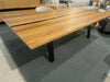Messmate veneer dining table with black resin in clearance sale, 270x120 cm size, discounted price.