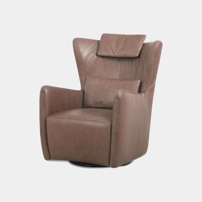 Embrace Leather Armchair with cushioned back and armrest in brown finish.