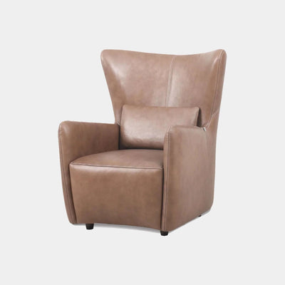 Embrace Leather Armchair in brown with high back and cushioned seat.