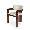 Enzo Dining Chair with black oak frame, frost leather upholstery, and integrated armrests for comfortable dining seating