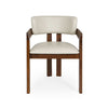 Enzo Dining Chair with black-stained oak frame, frost leather upholstery, and integrated armrests for ergonomic comfort