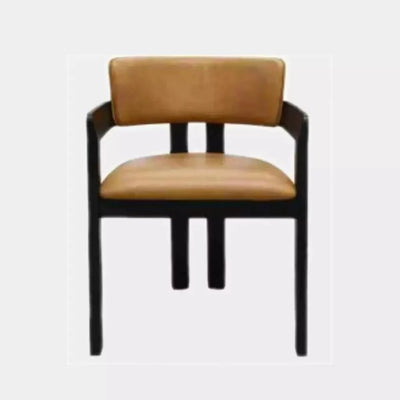 Enzo Carver Leather Dining Chair with black legs and Frost leather upholstery.