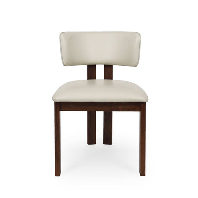 Enzo Dining Chair with black-stained oak frame and frost-colored leather upholstery, modern and elegant design