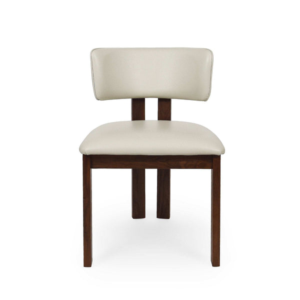 Enzo Dining Chair with black-stained oak frame and frost-colored leather upholstery, modern and elegant design