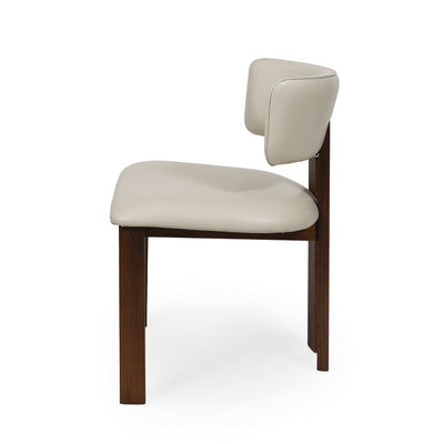 Enzo Dining Chair with black-stained oak frame and frost-coloured leather upholstery