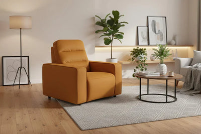 Flanders 1 Seater Recliner Sofa with adjustable depth and padded backrest in neutral color