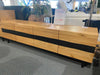 Clearance sale Flow TV unit in Messmate veneer with black accents and storage drawers