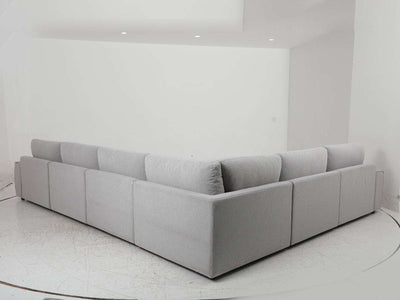 Georgia 7.5 Seater Corner Sofa with Chaise, 401 x 311 cm, gray upholstery