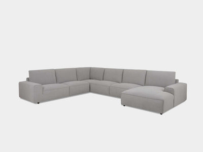 Georgia 7.5 Seater Corner Sofa with Chaise in light grey, dimensions 401 x 311 cm.