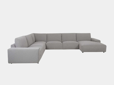 Georgia 7.5 Seater Corner Sofa with Chaise in grey, dimensions 401 x 311 cm.
