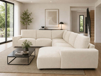 Georgia 7.5 Seater Leather Corner Sofa with Chaise 401x311 cm