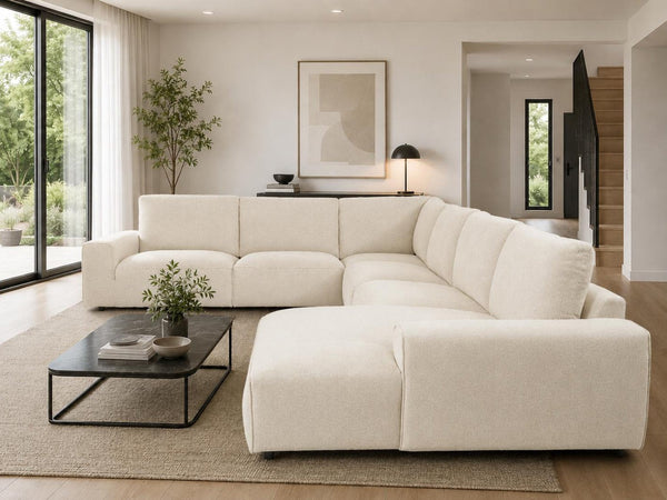 Georgia 7.5 Seater Leather Corner Sofa with Chaise 401x311 cm