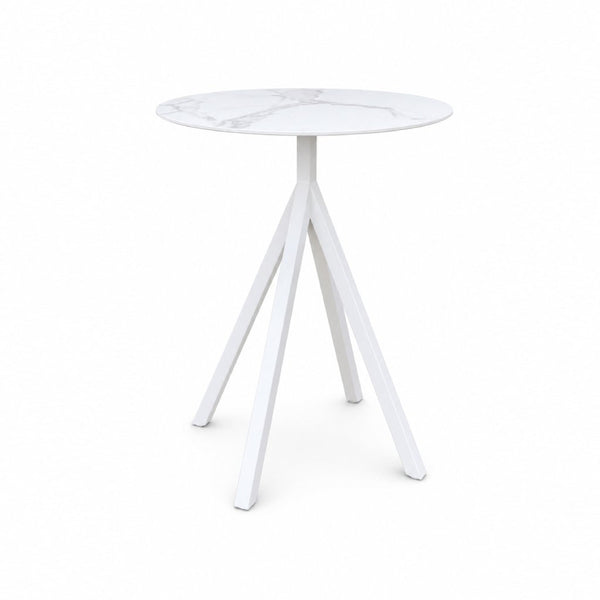 Granada Bistro outdoor ceramic side table with powder-coated aluminium frame and slate-coloured ceramic top, 60cm diameter, 74cm height