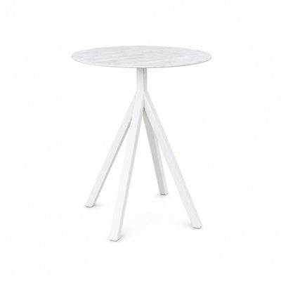 Granada Bistro Outdoor Ceramic Side Table with powder-coated aluminum frame and ceramic top in various colors, 60 cm diameter, 74 cm height