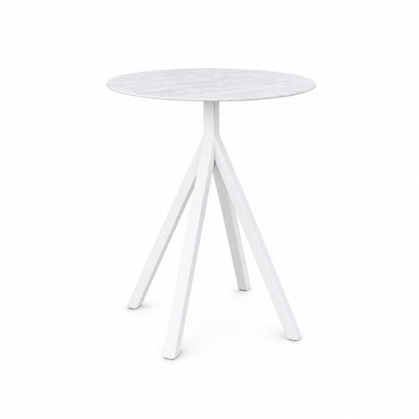 Granada Bistro Outdoor Ceramic Side Table with powder-coated aluminum frame and ceramic top in various colors, 60 cm diameter, 74 cm height