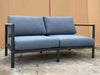 Granada Outdoor Lounge - 2 Seater Sofa in durable aluminum frame with A-Grade teak trim and UV-stabilized cushions for outdoor use.