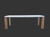 Granada Outdoor Bar Table with white top and wooden legs isolated on grey background