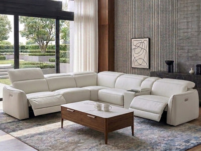 Grayson 6 seater corner recliner sofa in grey with console and plush cushioning