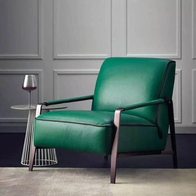 Harvey Leather Armchair by Domicil in elegant room setting.
