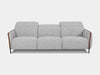 Hudson 3.75 Seater Recliner Sofa in light grey fabric with slim arm design and electric reclining mechanism.