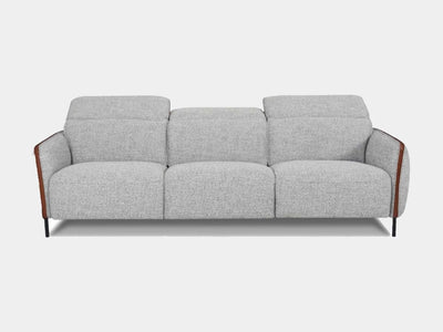 Hudson 3.75 Seater Recliner Sofa in light grey fabric with slim arm design and electric reclining mechanism.