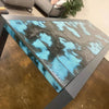 Imperial Italian Lava Stone Dining Table with blue and black hand-painted basalt surface and modern metal frame