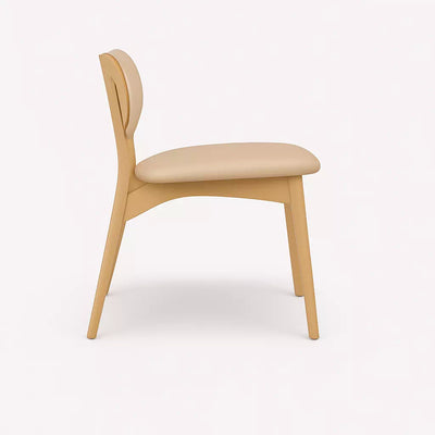 Jake Leather Dining Chair in Light Mocha, featuring a mid-century modern design with a natural timber frame and smooth leather upholstery, perfect for stylish dining rooms.