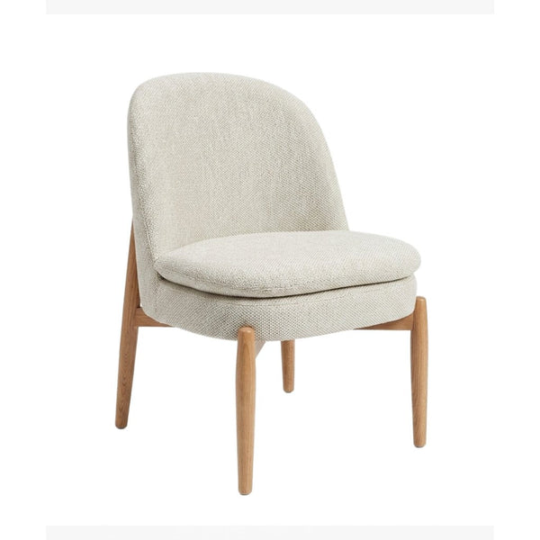 Jemma fabric dining chair in wheat color with polished solid ash timber frame