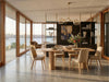 Jordan Dining Table made of solid Tasmanian Oak with sculptural base and rounded edges