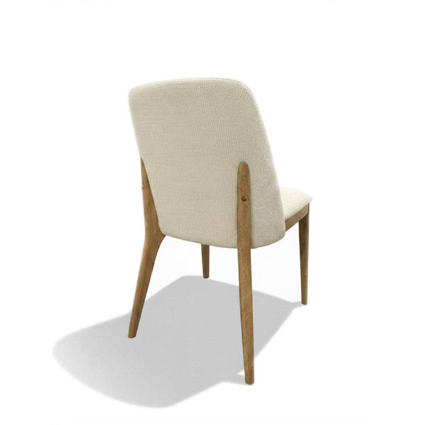 Kai Fabric Dining Chair with Milan Ecru fabric and polished rubberwood legs