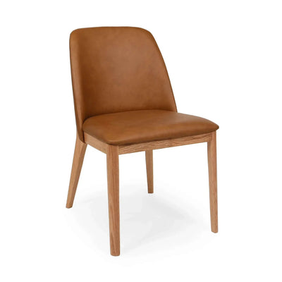 Kai Leather Dining Chair with tan leather upholstery and solid oak timber frame