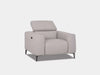Kendall 1 Seater Recliner Sofa in light gray leather with adjustable headrest and electric reclining mechanism.