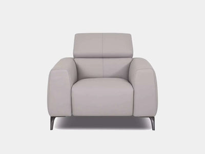 Kendall 1 Seater Recliner Sofa in premium leather, front view.