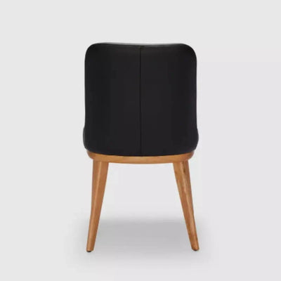 Kent Leather Dining Chair in premium black leather with natural timber legs.