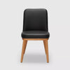 Kent Leather Dining Chair with black leather seat and natural timber legs.