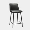 Knox Leather Bar Stool in black leather with matt black steel frame.